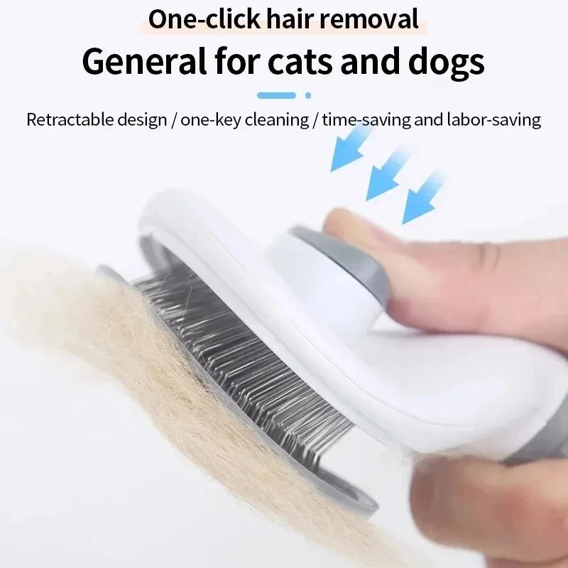 Keep your pet'coat clean, smooth, and healthy with this self-cleaning grooming brush,designed for both dogs and cats. The fine grooming bristles help remove loose hair, tangles, and mats while providing a gentle brushing experience