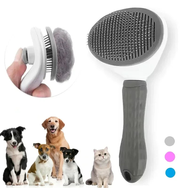 Keep your pet'coat clean, smooth, and healthy with this self-cleaning grooming brush,designed for both dogs and cats. The fine grooming bristles help remove loose hair, tangles, and mats while providing a gentle brushing experience