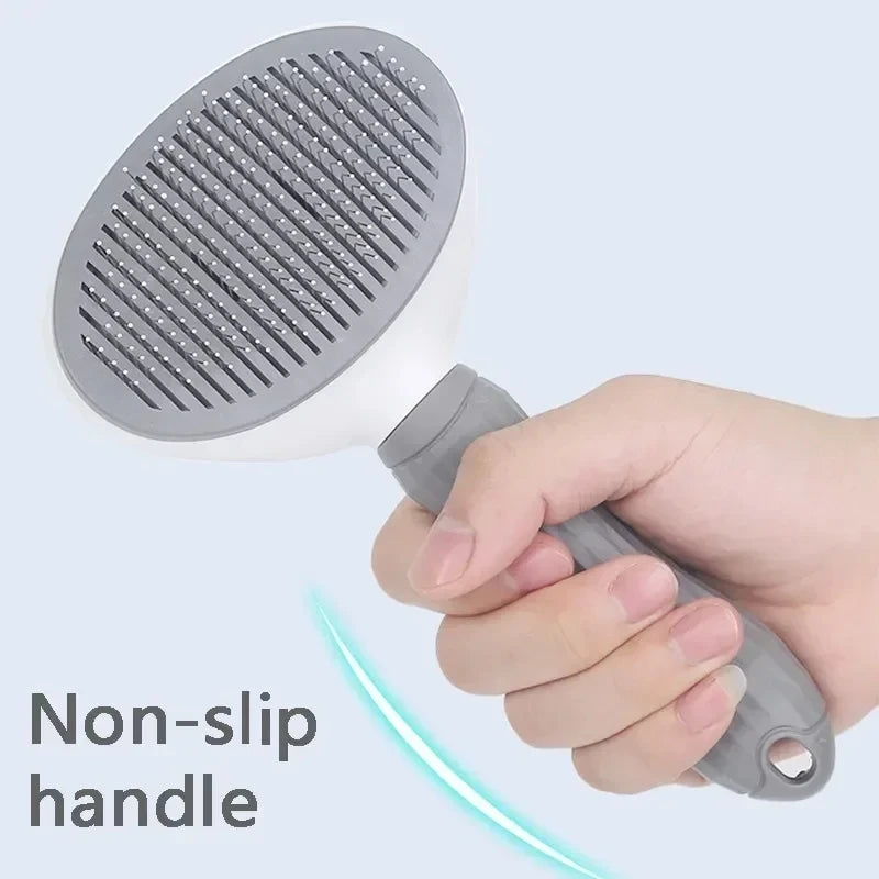 Keep your pet'coat clean, smooth, and healthy with this self-cleaning grooming brush,designed for both dogs and cats. The fine grooming bristles help remove loose hair, tangles, and mats while providing a gentle brushing experience