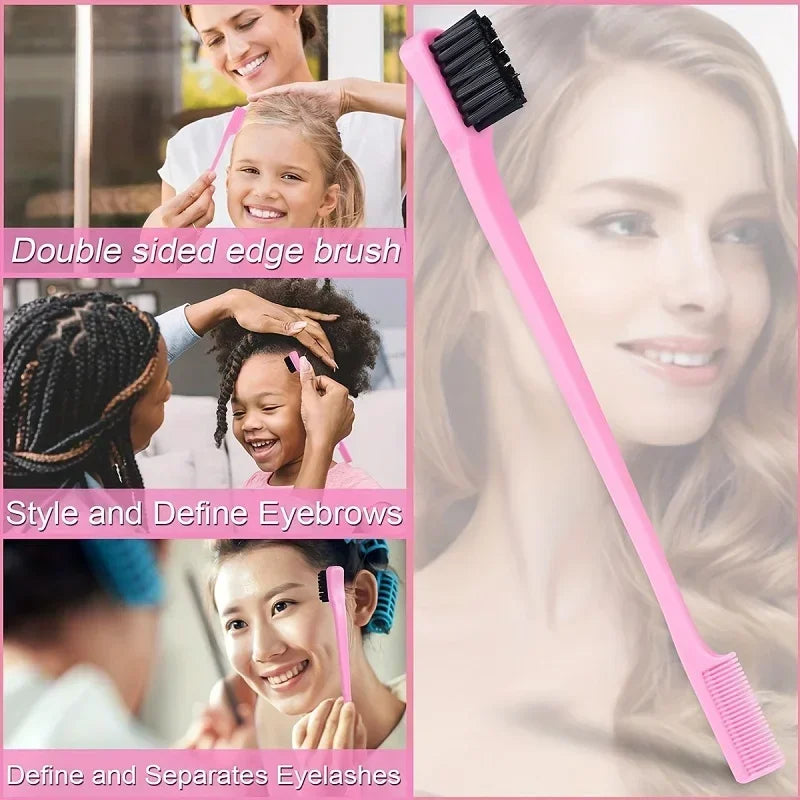 7pcs Hairdressing Tool Set Bristle Rat Tail Edge Comb Eyebrow Brush with Braiders Ponytail Creator Water Sprayer Styling Set
