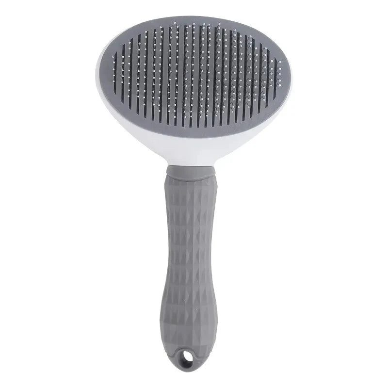 Keep your pet'coat clean, smooth, and healthy with this self-cleaning grooming brush,designed for both dogs and cats. The fine grooming bristles help remove loose hair, tangles, and mats while providing a gentle brushing experience